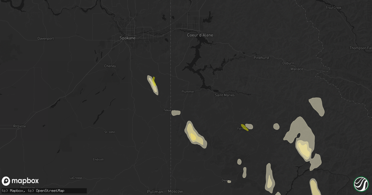 Hail map in Plummer, ID on May 28, 2026