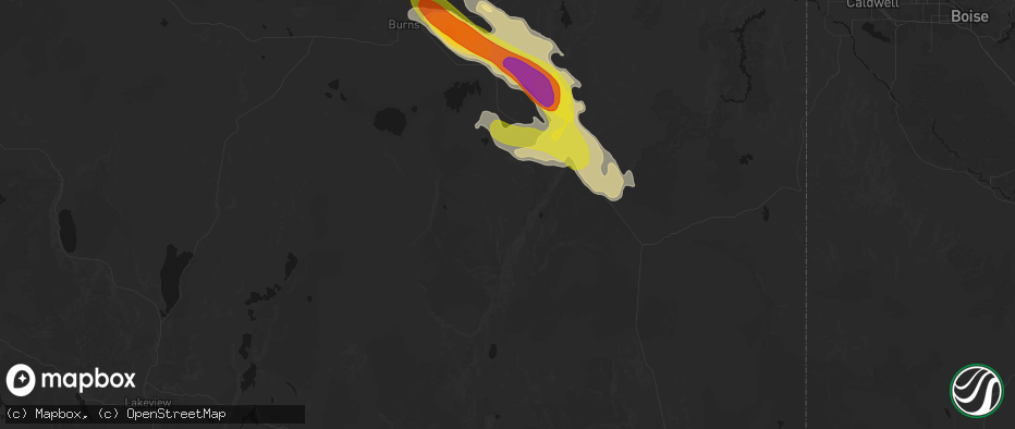 Hail map in Princeton, OR on May 28, 2026