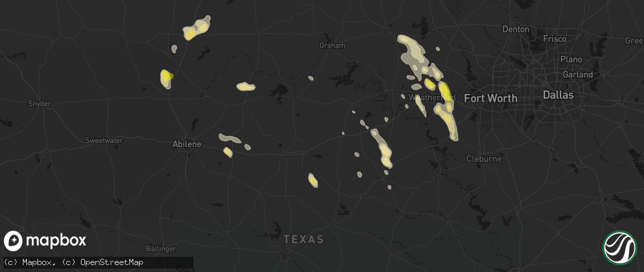 Hail map in Ranger, TX on May 28, 2026