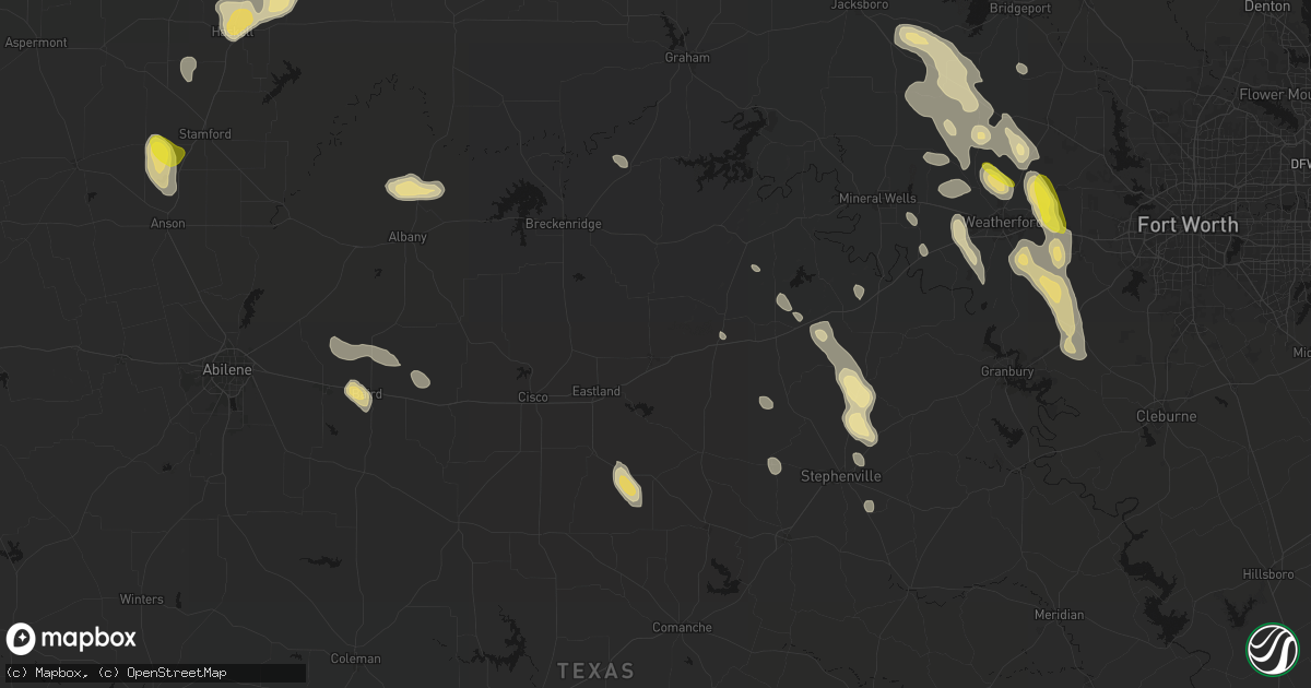 Hail map in Ranger, TX on May 28, 2026