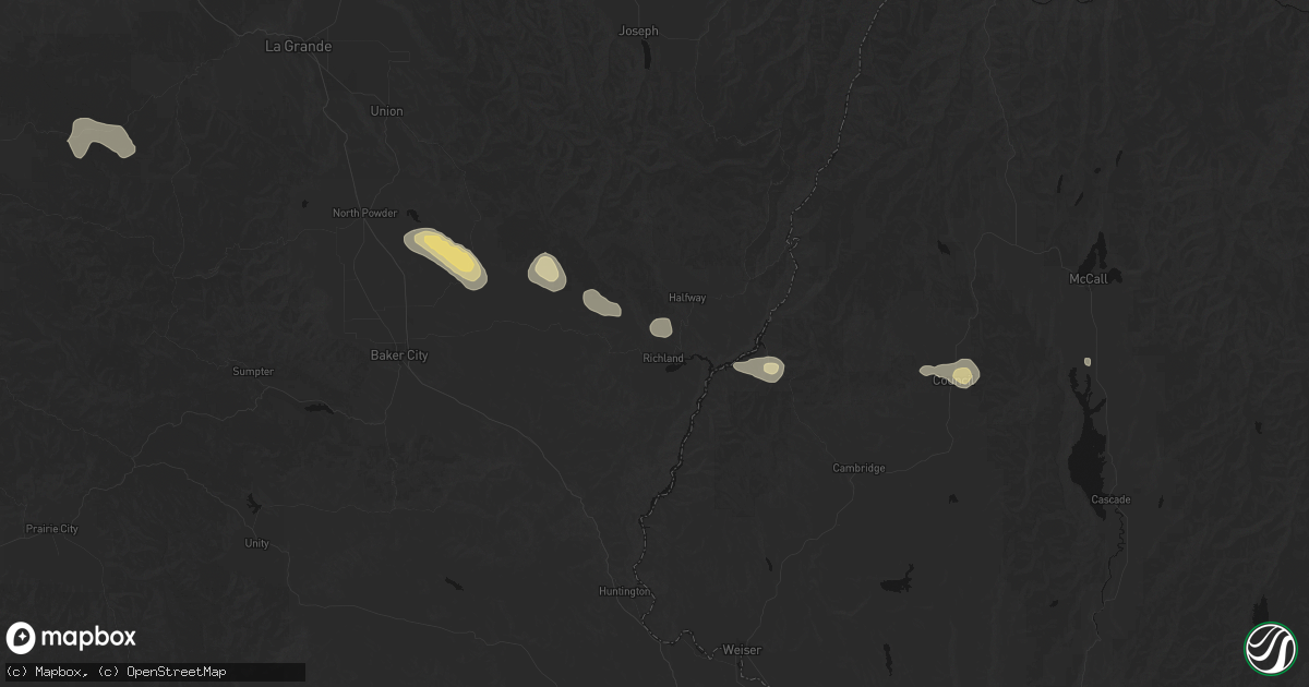 Hail map in Richland, OR on May 28, 2026