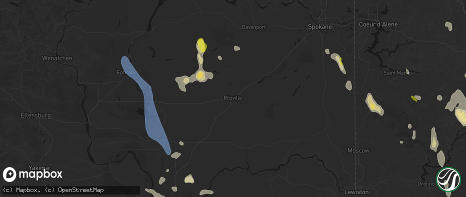 Hail map in Ritzville, WA on May 28, 2026