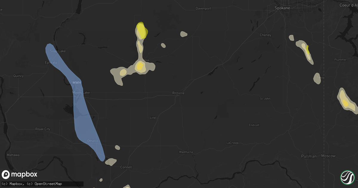 Hail map in Ritzville, WA on May 28, 2026