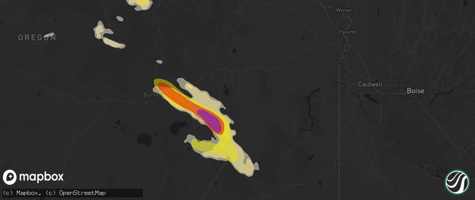 Hail map in Riverside, OR on May 28, 2026