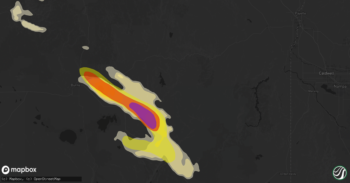 Hail map in Riverside, OR on May 28, 2026