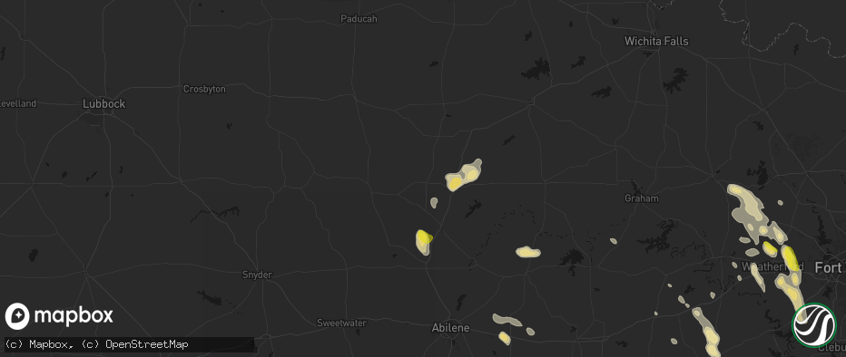 Hail map in Rule, TX on May 28, 2026