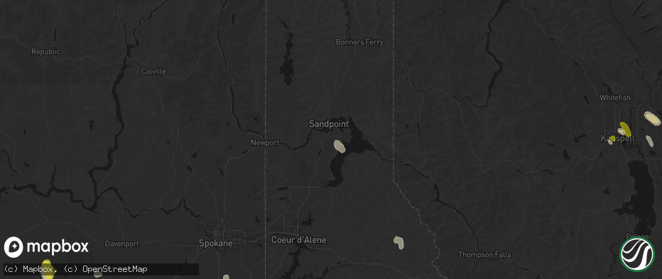 Hail map in Sagle, ID on May 28, 2026