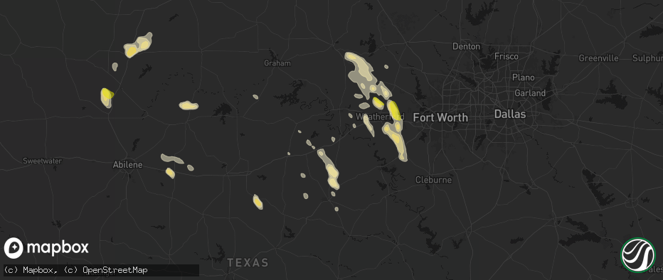 Hail map in Santo, TX on May 28, 2026