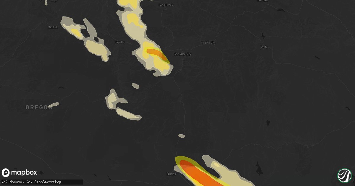 Hail map in Seneca, OR on May 28, 2026