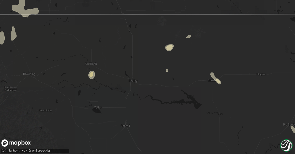 Hail map in Shelby, MT on May 28, 2026