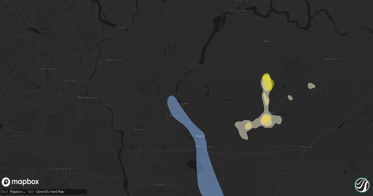 Hail map in Soap Lake, WA on May 28, 2026