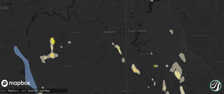 Hail map in Spangle, WA on May 28, 2026