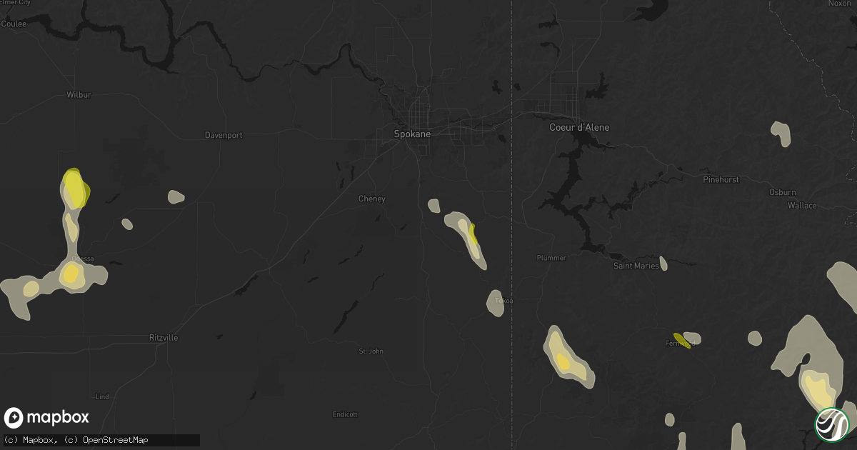 Hail map in Spangle, WA on May 28, 2026