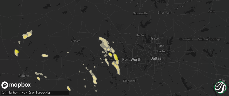 Hail map in Springtown, TX on May 28, 2026