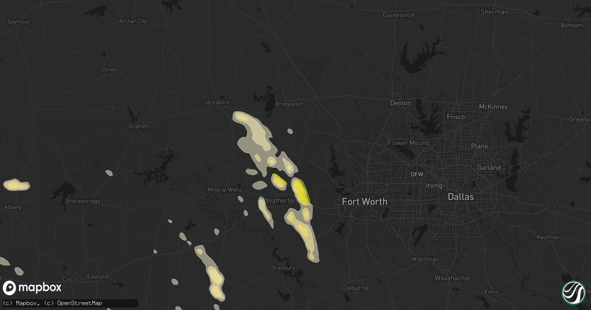 Hail map in Springtown, TX on May 28, 2026
