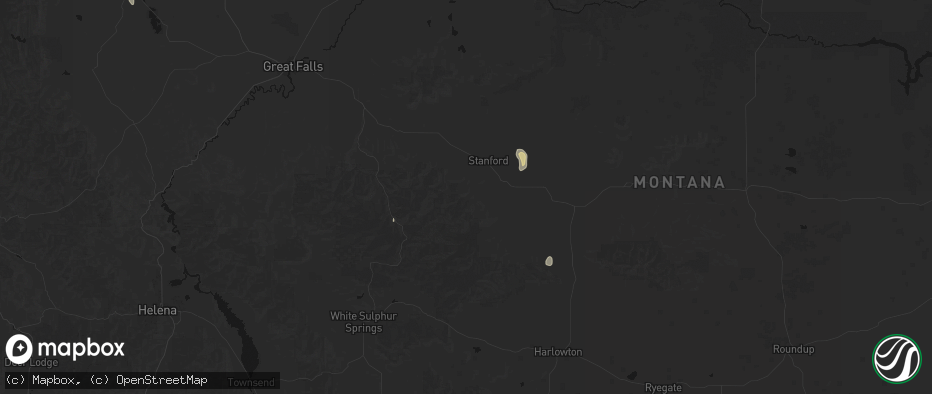 Hail map in Stanford, MT on May 28, 2026