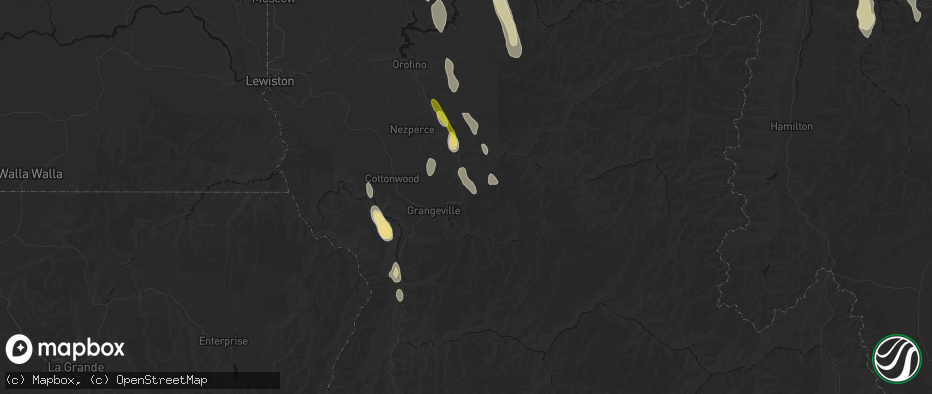 Hail map in Stites, ID on May 28, 2026