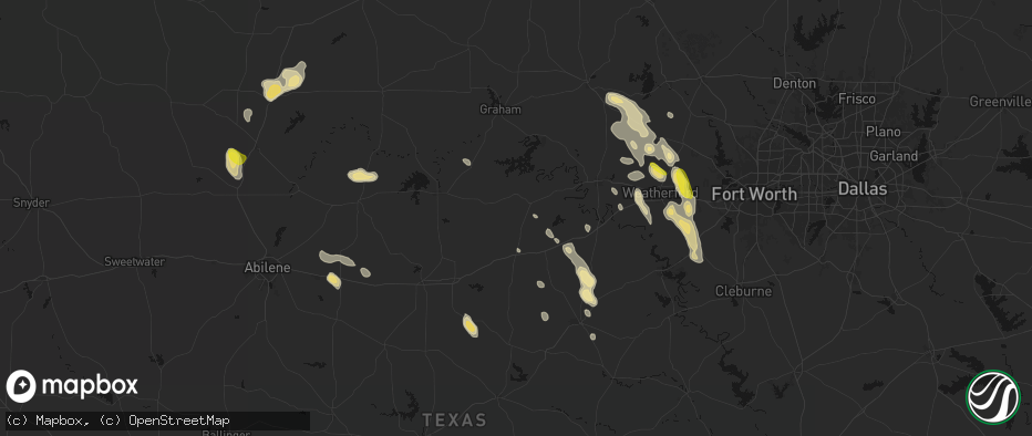 Hail map in Strawn, TX on May 28, 2026