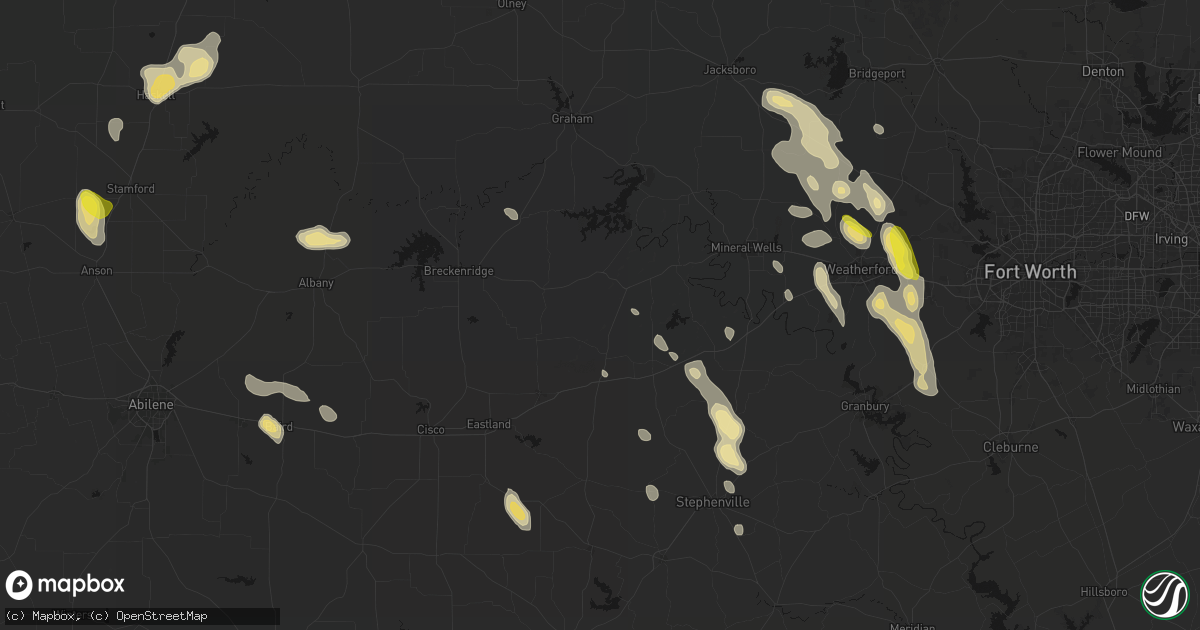 Hail map in Strawn, TX on May 28, 2026