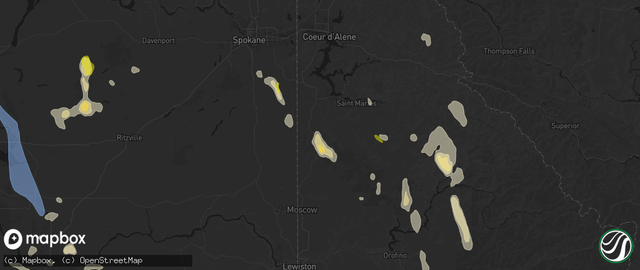 Hail map in Tensed, ID on May 28, 2026