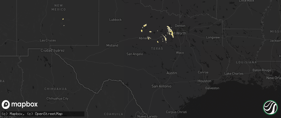 Hail map in Texas on May 28, 2026