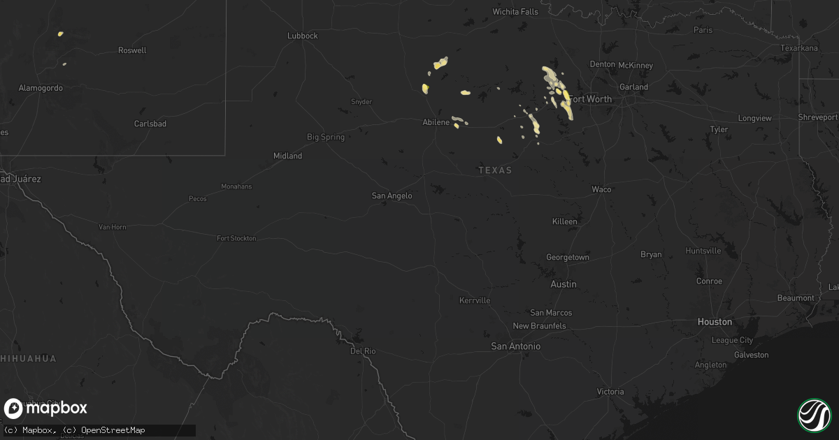 Hail map in Texas on May 28, 2026