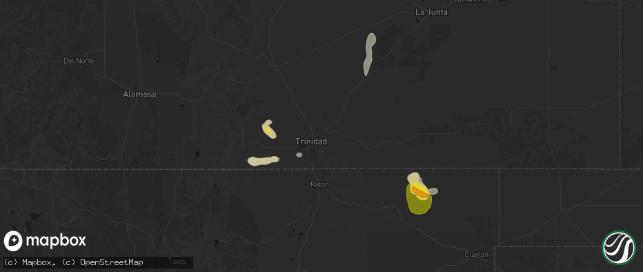 Hail map in Trinidad, CO on May 28, 2026
