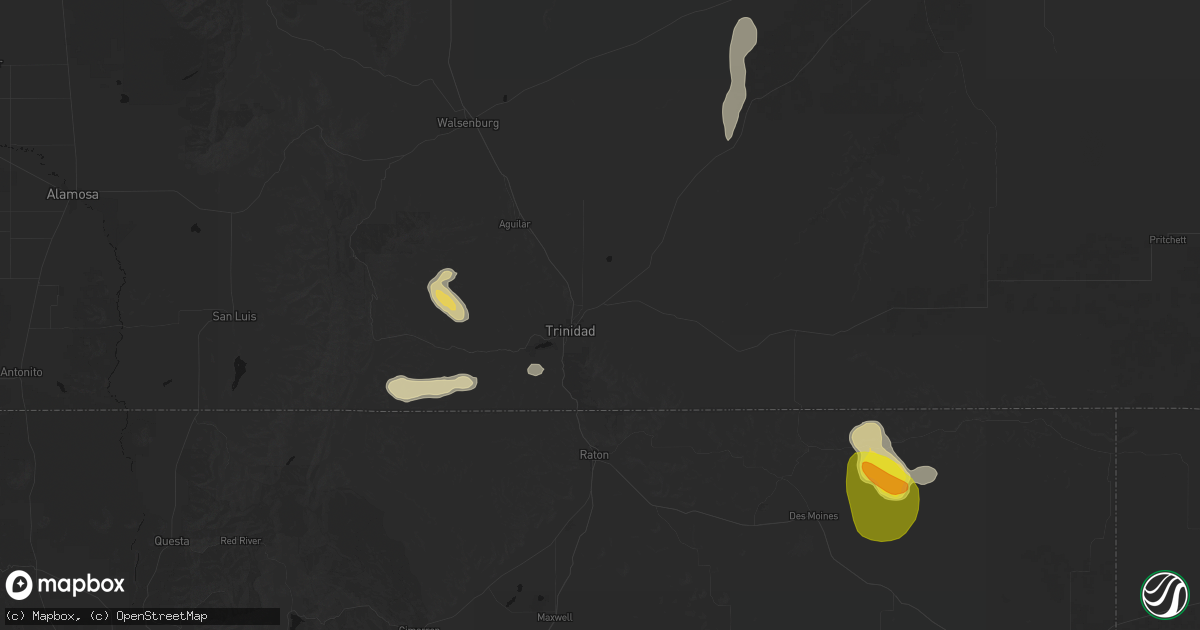 Hail map in Trinidad, CO on May 28, 2026