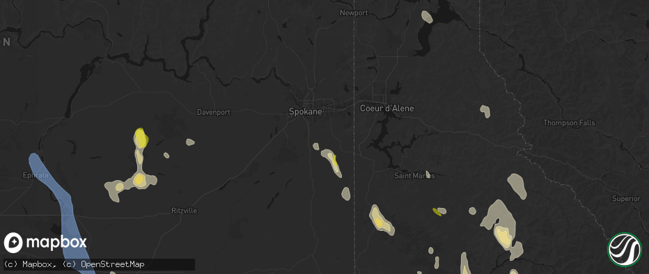 Hail map in Valleyford, WA on May 28, 2026