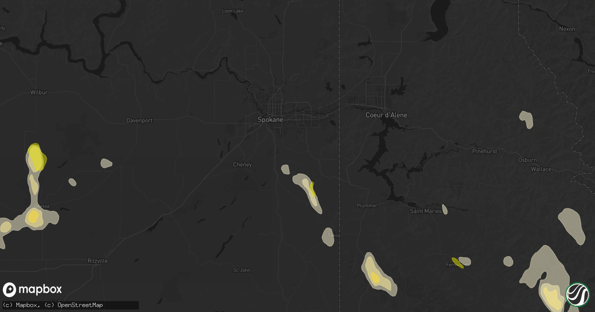 Hail map in Valleyford, WA on May 28, 2026