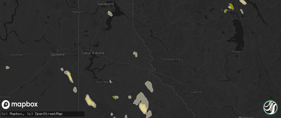 Hail map in Wallace, ID on May 28, 2026