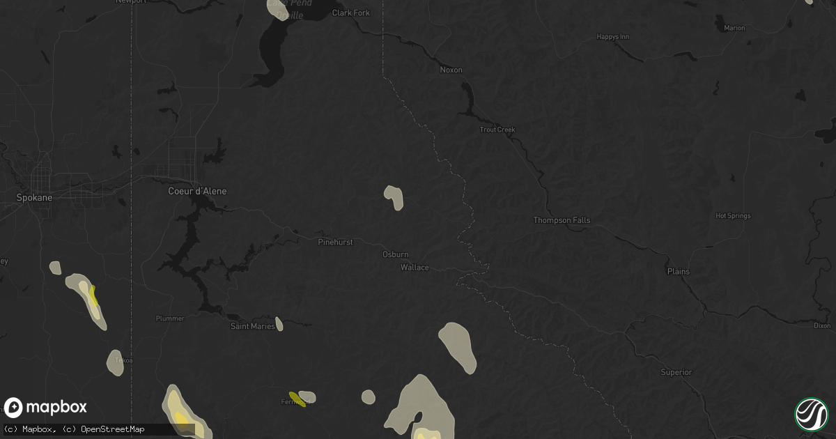 Hail map in Wallace, ID on May 28, 2026