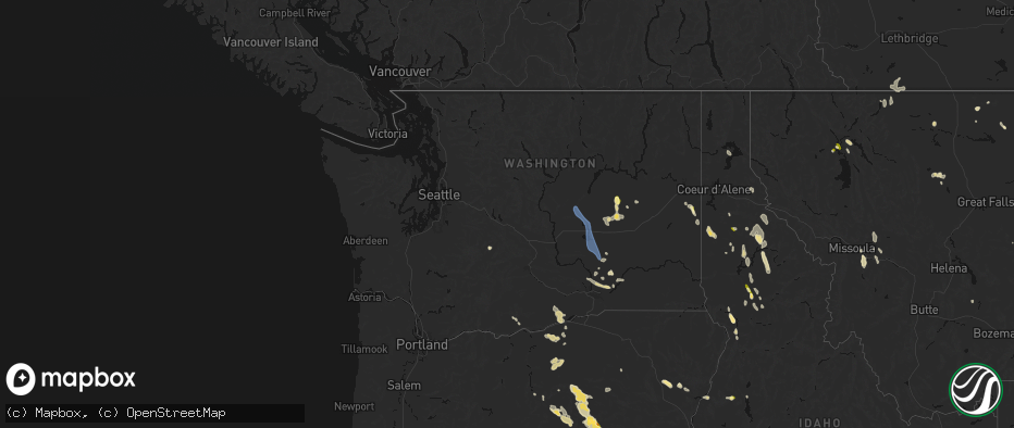 Hail map in Washington on May 28, 2026