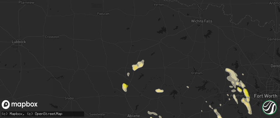 Hail map in Weinert, TX on May 28, 2026