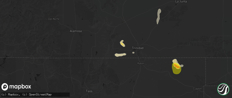 Hail map in Weston, CO on May 28, 2026