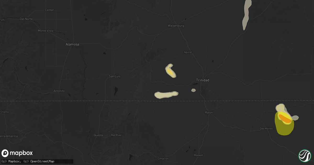 Hail map in Weston, CO on May 28, 2026