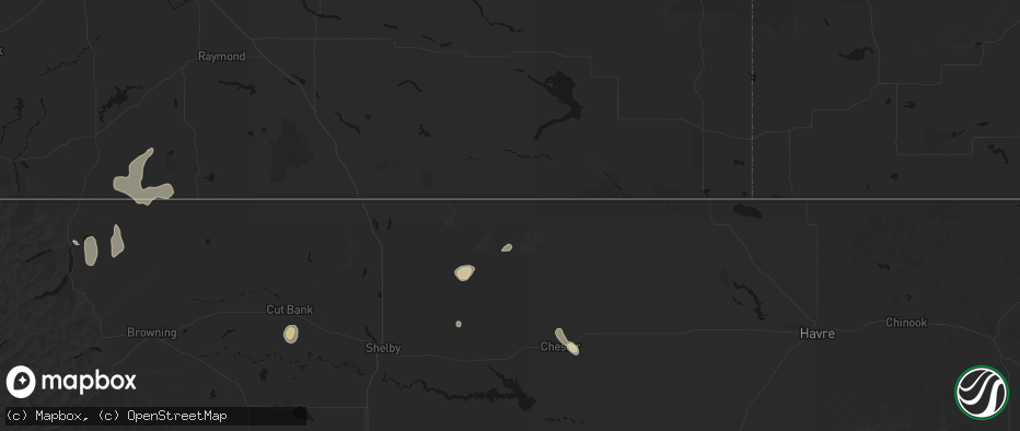 Hail map in Whitlash, MT on May 28, 2026
