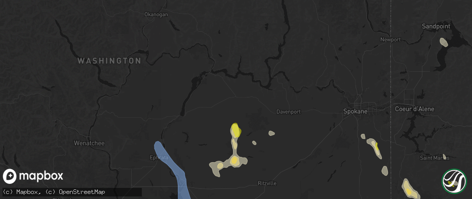 Hail map in Wilbur, WA on May 28, 2026