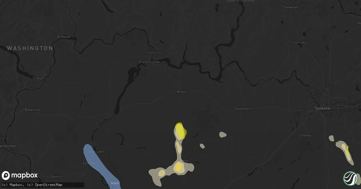 Hail map in Wilbur, WA on May 28, 2026