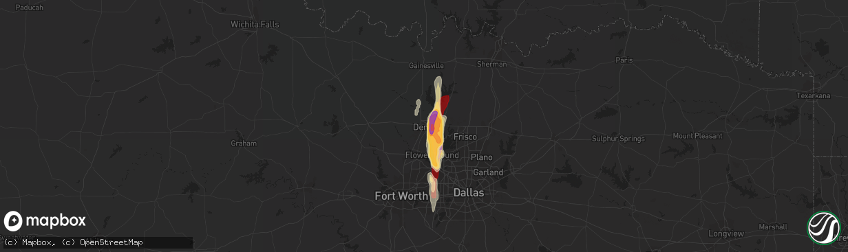 Hail map in Denton, TX on May 29, 2013