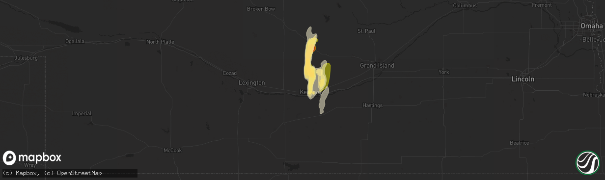 Hail map in Kearney, NE on May 29, 2013