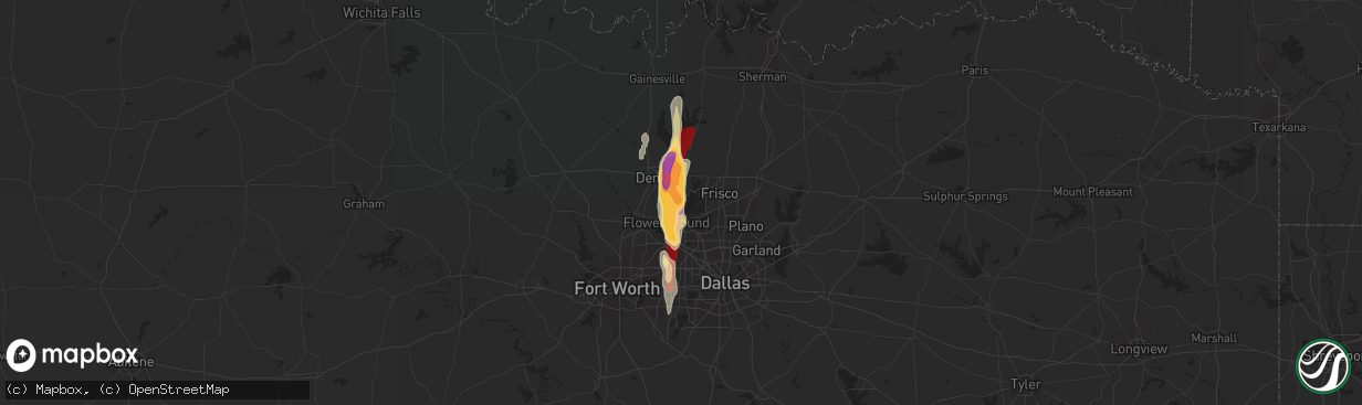 Hail map in Lake Dallas, TX on May 29, 2013