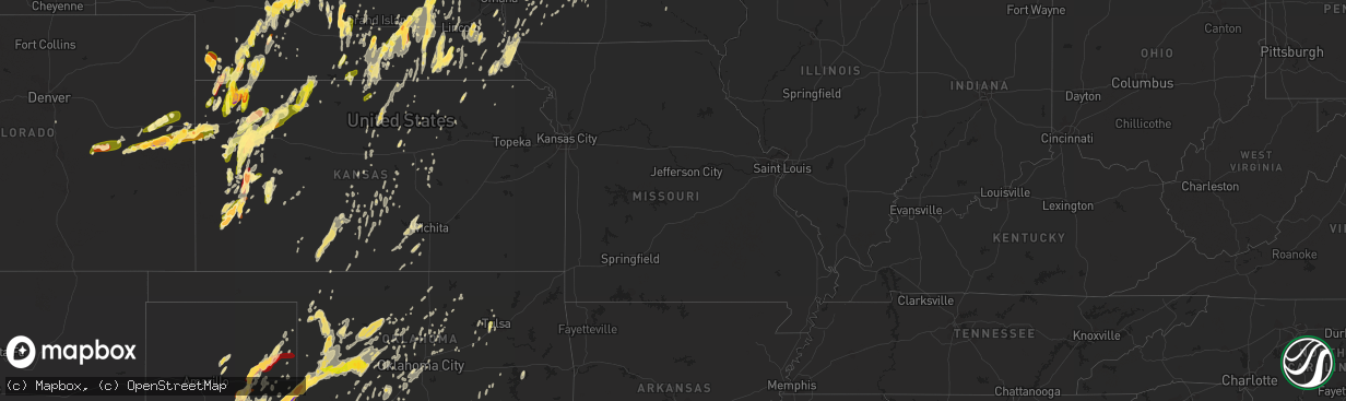 Hail map in Missouri on May 29, 2013