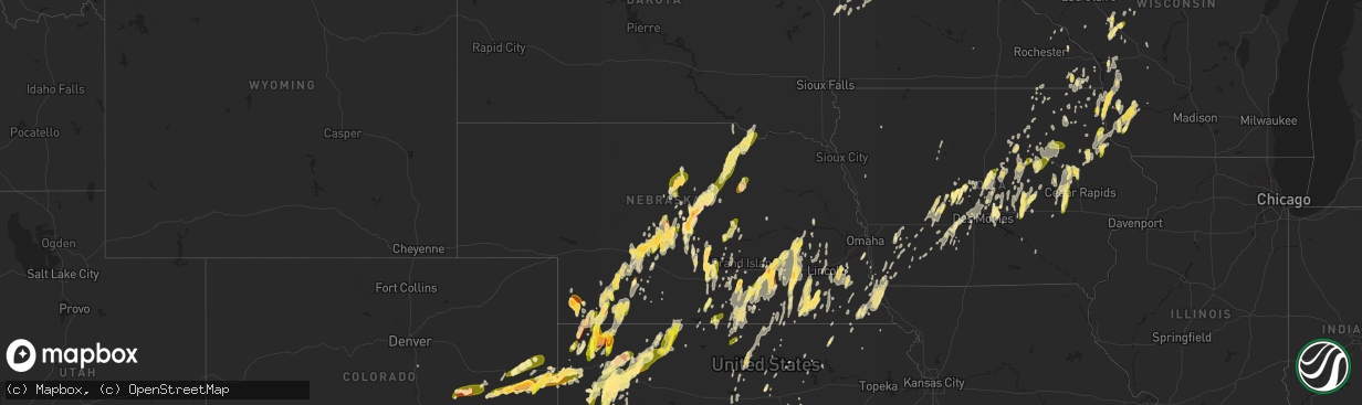 Hail map in Nebraska on May 29, 2013