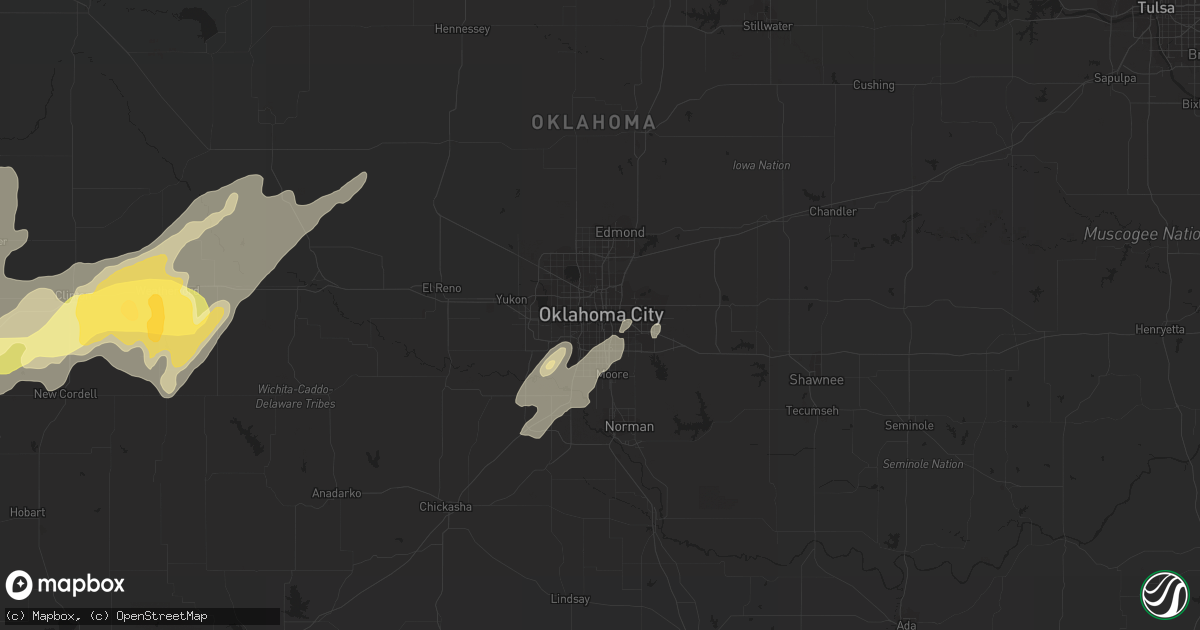 Hail map in Oklahoma City, OK on May 29, 2013