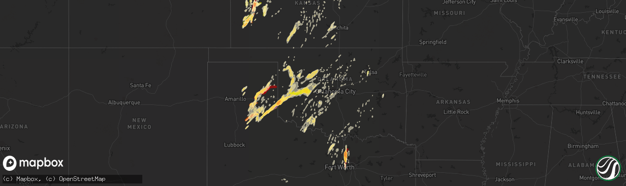 Hail map in Oklahoma on May 29, 2013