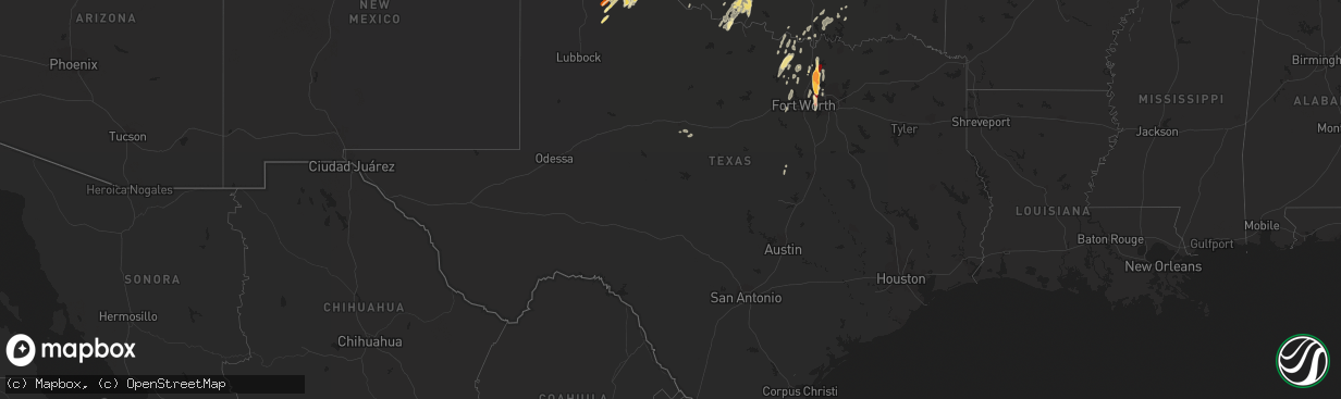 Hail map in Texas on May 29, 2013