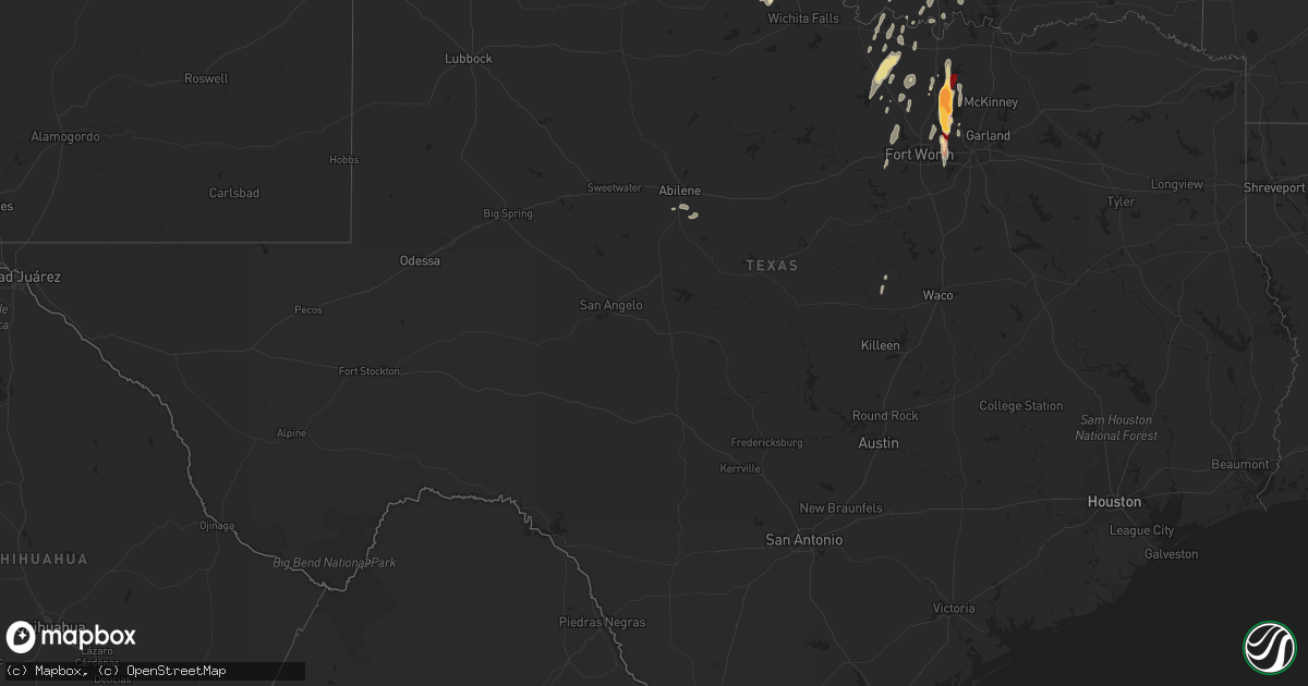 Hail map in Texas on May 29, 2013