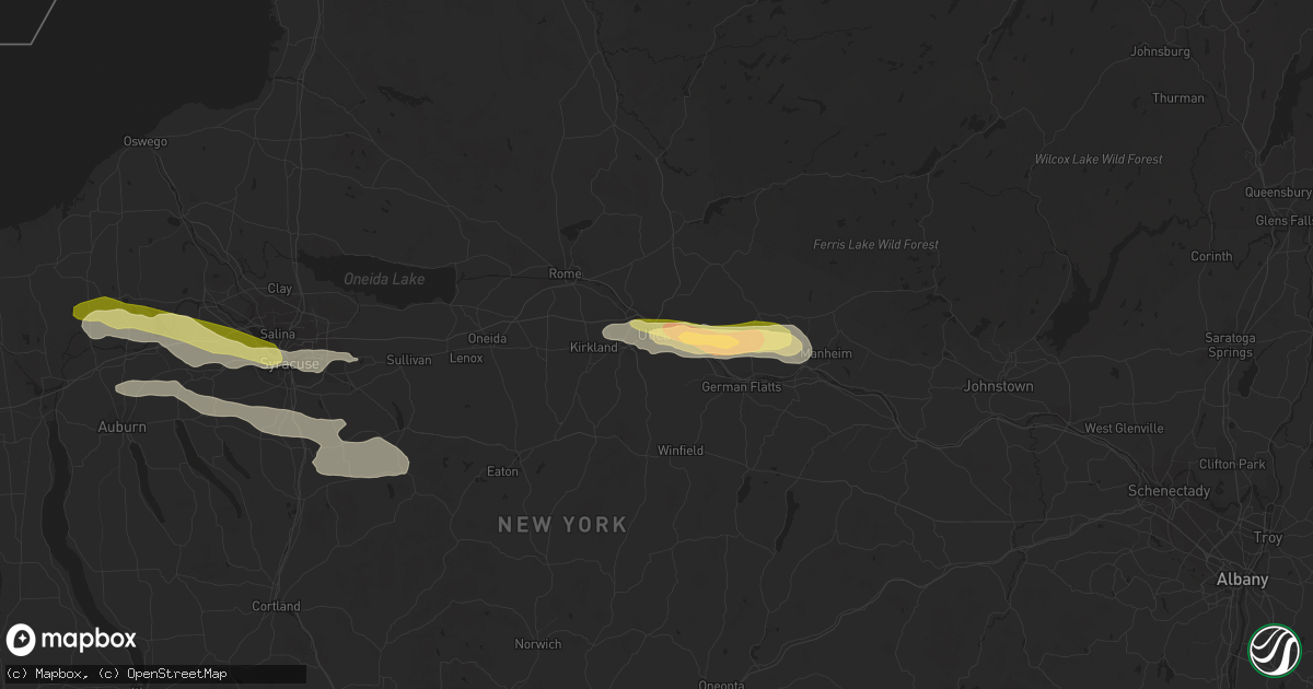 Hail map in Utica, NY on May 29, 2013