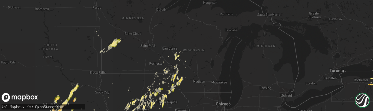 Hail map in Wisconsin on May 29, 2013